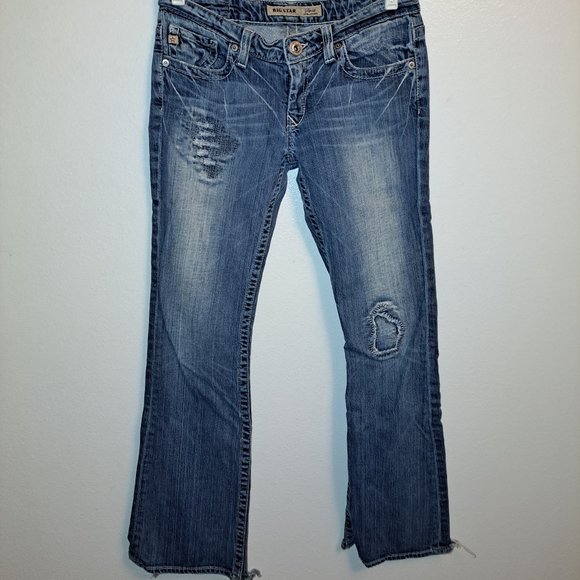 💥 Big Star Sweet Ultra-Low Rise Embroidered Flap Pocket Jeans 28R - Picture 4 of 16